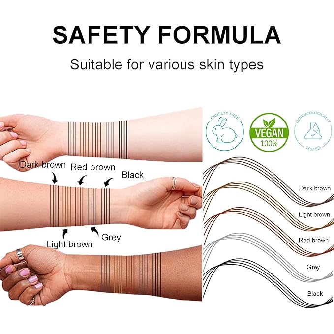 Microblading Eyebrow Pencil, Eyebrow Pen with an Upgrade Micro-Fork Tip Applicator, Waterproof Long-Lasting Microblading Brow Pen, Brow Pencil for Natural Looking Brows Makeup, Black, 1Pcs