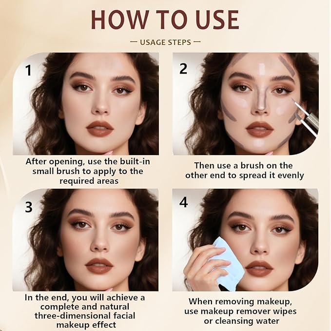 Liquid Cool Toned Contour and Highlighter Stick, Dual-Ended 2 in 1 Blendable Lightweight Grey Contouring Smooth Brightening Illuminator for Fair Pale Light Olive Skin, Matte Natural Finish01