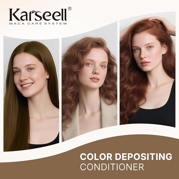 Karseell Hair Color Depositing Conditioner, Brown Hair Mask for Colored and Bleached Hair, Professional Refreshes Brown Color & Tone 500mL 16.9 fl oz