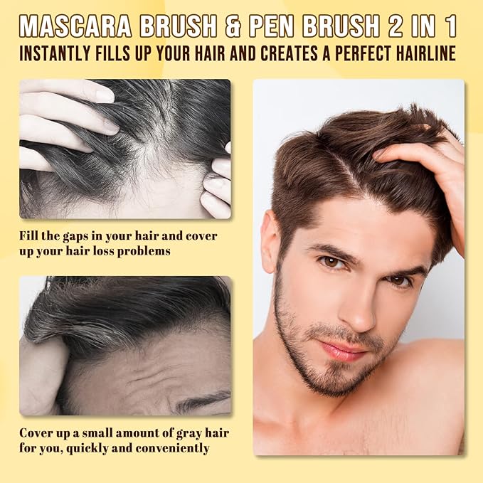 New Cover Touch Up Gray Brush-in Wand,Quick Cover Root Touch Up Rescue, Mascara Natural Water-Resistant Temporary Gray Concealer Cover Up Brush for Hair Mustache & Beard (Dark Brown, 1 Pack)