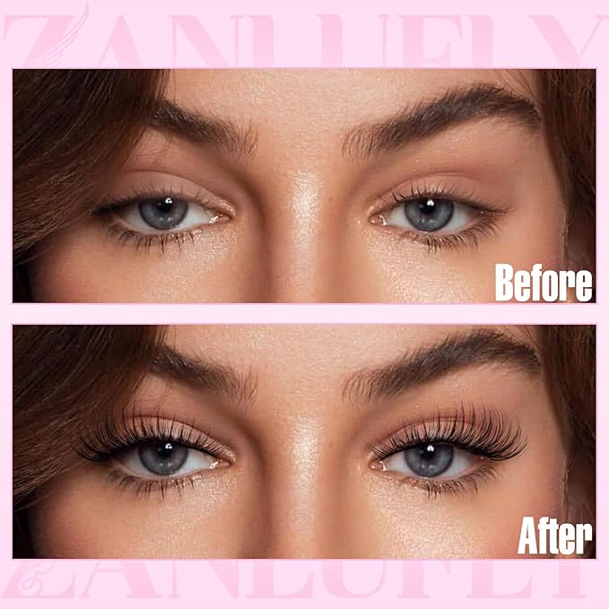 Lash CLusters Wispy Eyelash Clusters Natural Lash Extensions C-Curly zanlufly Individual Lashes DIY Eyelash Extensions at Home Mix Length Cluster Lashes (180Pcs,8-16MM)