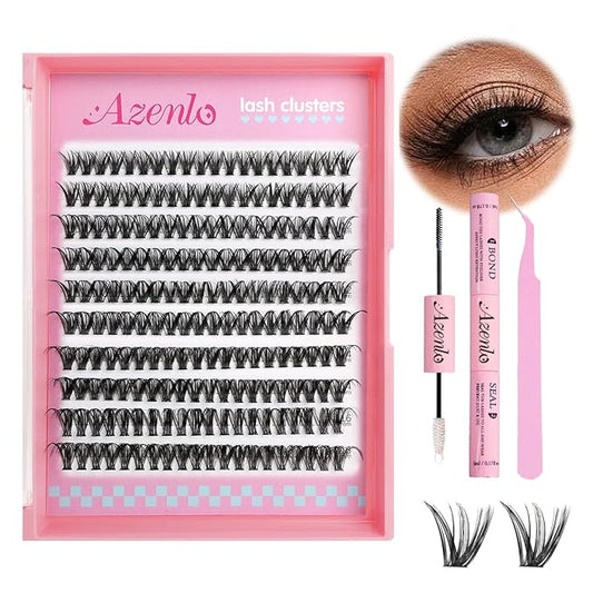 Natural Lash Clusters Kit Wispy Eyelash Clusters 120 pcs Cluster Eyelash Extensions C Curl Individual Lashes 10-16 mm Mix Length Natural Look (50D KIT 120 Pcs)