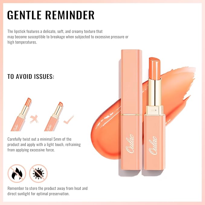 Oulac Shine Red Lipstick for Women, 2 in 1 Glossy Light Red Tinted Lip Balm, Hydrating Lipstick for Dry Lips, Moisture Shine Juicy Finish Vegan 2.2g/0.07oz (17)