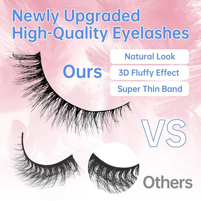 Fake Eyelashes Wispy Strip Lashes False Eyelashes Soft False Lashes by GEMERRY(10 Pairs, A03)