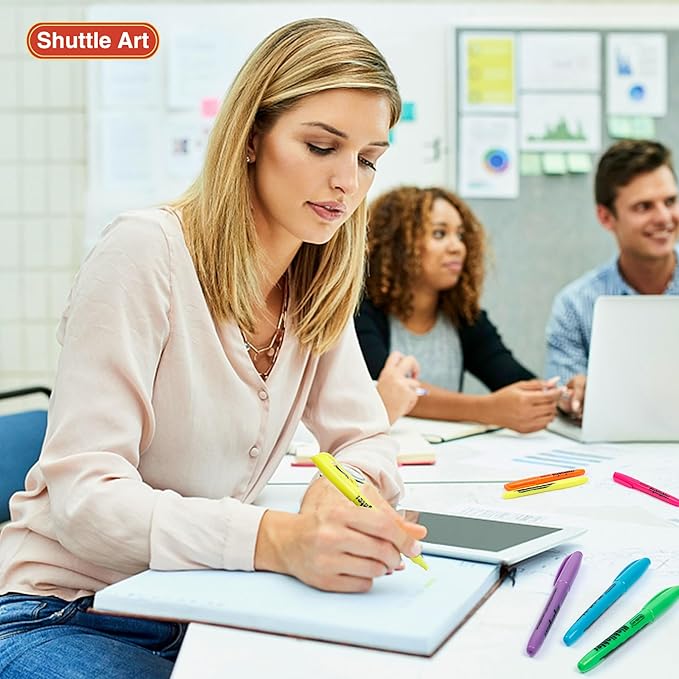Shuttle Art 216 Pack Highlighters, Highlighters Assorted Colors Set, 6 Bright Colors Chisel Tip Dry-Quickly Non-Toxic Highlighter Markers Bulk for Adults Kids Highlighting in Home School Office