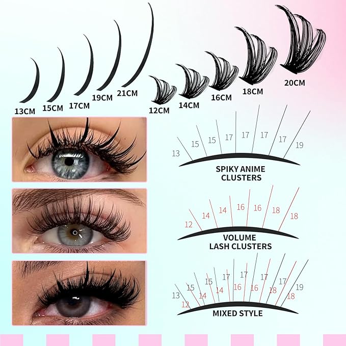 Lash Clusters with Spikes 80D Long 12-21mm Cluster Eyelash Extensions DIY Wispy Natural Lash Clusters Spiky Individual Lashes Eyelashes Mink by GEMERRY