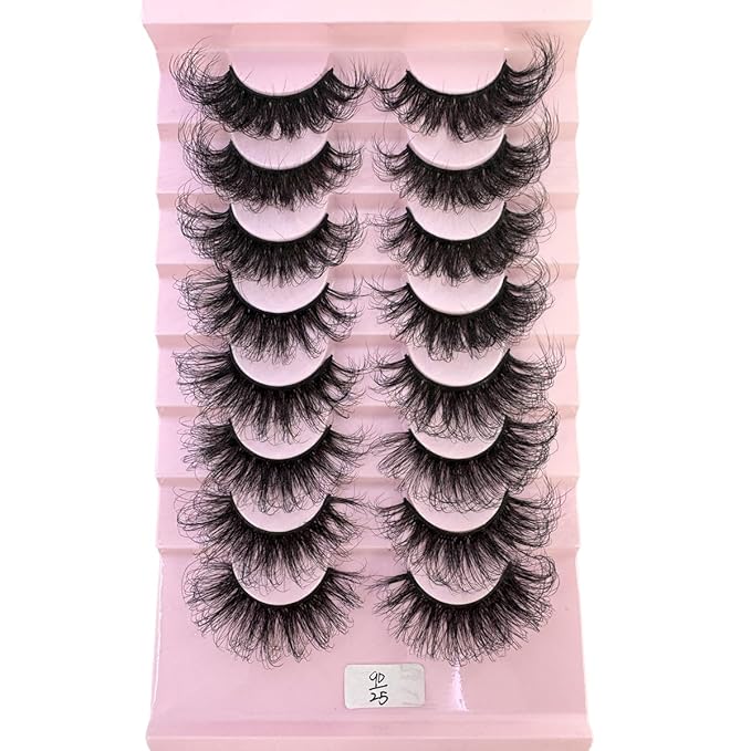 HBZGTLAD Mink Lashes Fluffy False Eyelashes 25mm Dramatic Faux Mink Eyelashes Natural Look Cat Eye Volume Eye Lashes Multipack (9D-25)