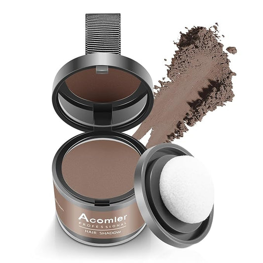 Acomler Instantly Root Cover Up Hairline Shadow Powder,Root Touch Up Hair Color,Dark Brown for Thinning Hair, Grey Hair Coverage Hair Powder for Women Men with Eyebrows, Beard Line, Bald Spots (Brown)