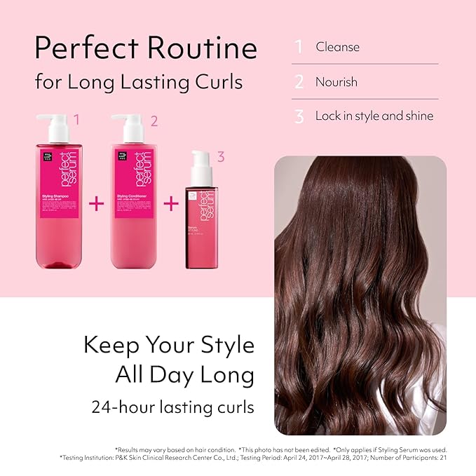 Mise En Scene Hair Perfume Shampoo - Perfect Styling Serum Shampoo - with Peony and Rose Scent, Styling Memory & Heat Protection, Enriched with Argan Oil, Daily Nourishing, 22.99 Fl. Oz.