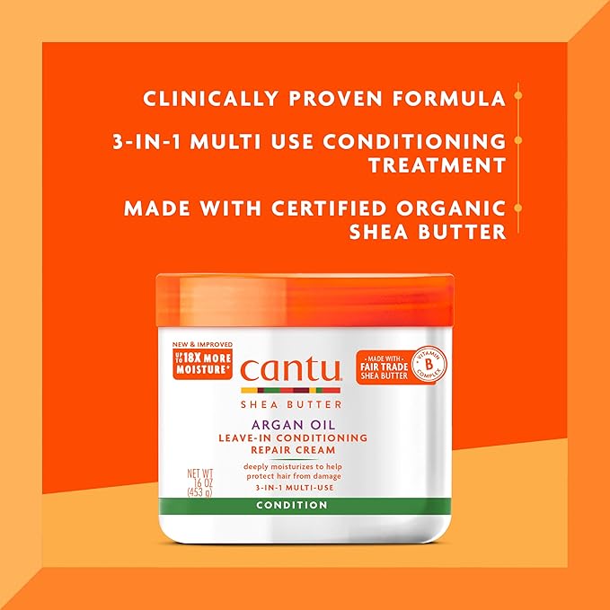 Cantu Leave-In Conditioning Repair Cream with Argan Oil, 16 oz (Pack of 12)