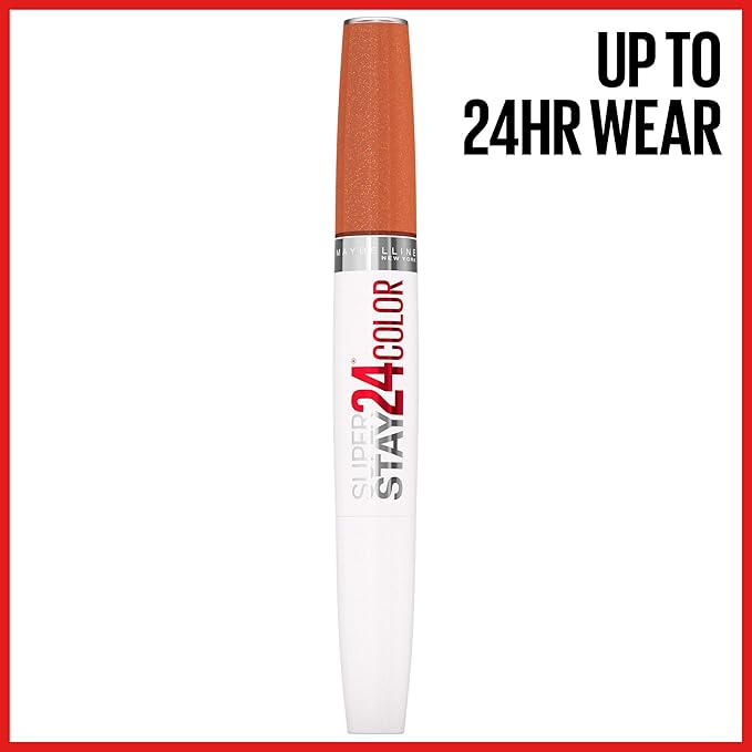 Maybelline Super Stay 24 2-step Long Lasting Liquid Lipstick and Lip Balm, 910 Copper Glisten, 1 count
