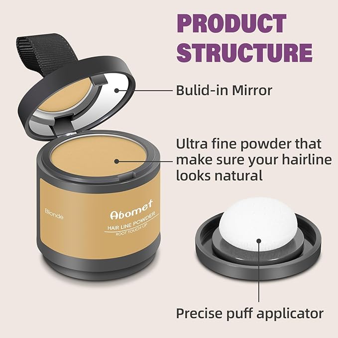 Hairline Powder Instantly Conceals Hair Loss, Root Touch Up Hair Color Powder, Hair Toppers for Women Men, Hair Fibers for Thinning Hair, Root Cover Up lasting 24 hours (Blonde, 0.35)