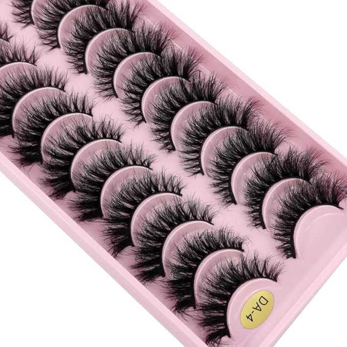 HBZGTLAD New 10 Pairs 3D Mink Lashes False Eyelashes Handmade Wispy Fluffy Long Lashes Natural Eye Makeup Tools Eye Lashes(DA-04)