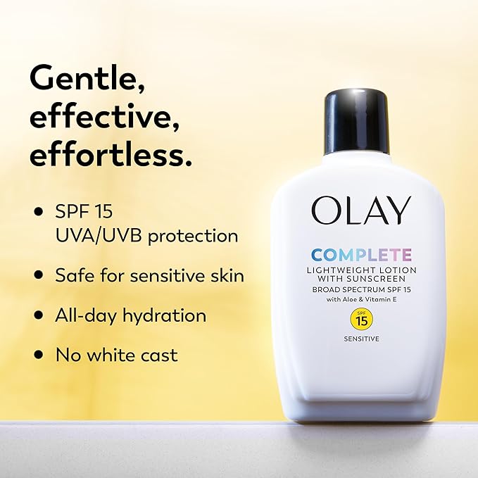 Olay Complete Lotion Moisturizer with SPF 15 Sensitive, 6.0 oz each, 2-pack