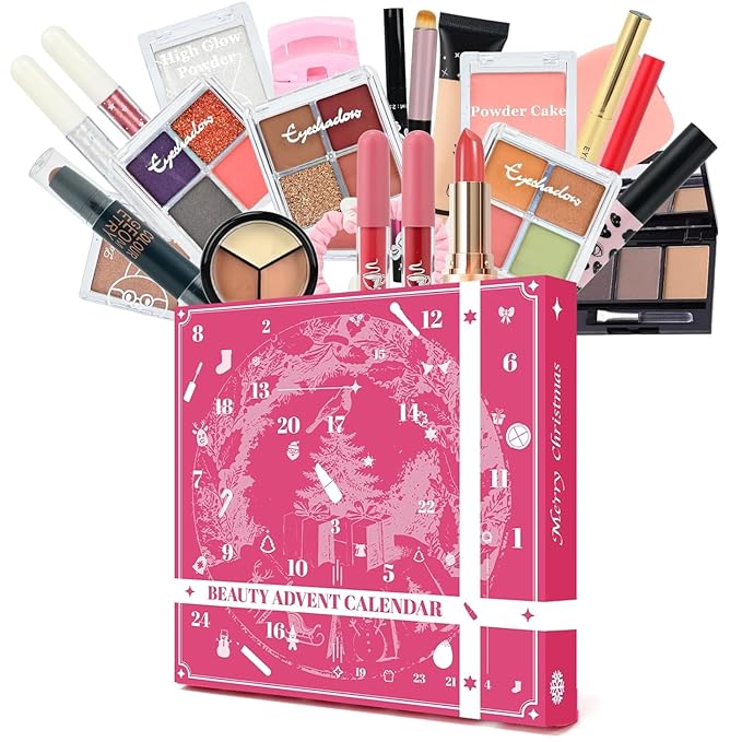 Makeup Advent Calendar 2025 for Teen Girls & Women，24 Days Christmas Countdown Calendar Makeup Gift Set, 2025 Xmas Gift Surprise Box Calendar Full Beauty Kit