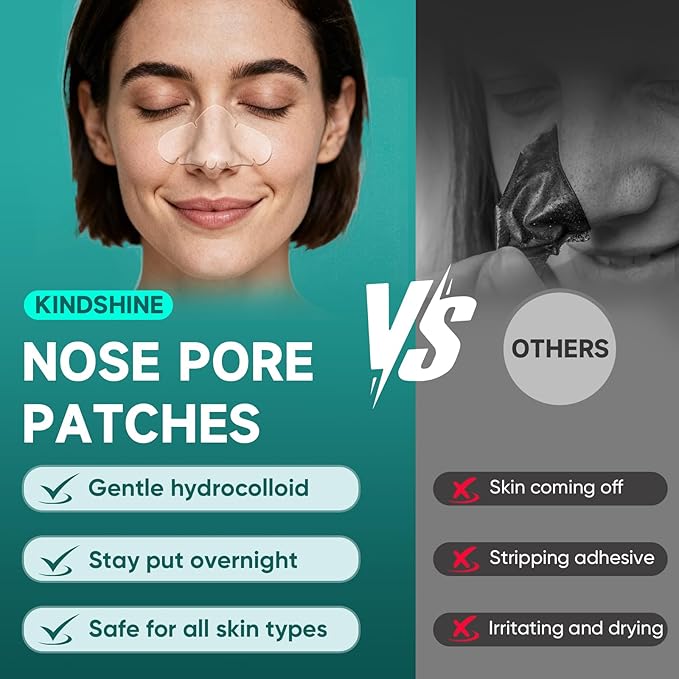 30 Count Nose Pore Patches, Medical-Grade Hydrocolloid Pore Strips, Overnight Oil-Absorbing & Pore-Refining, Pimple Stickers to Absorb Acne Nose Gunk