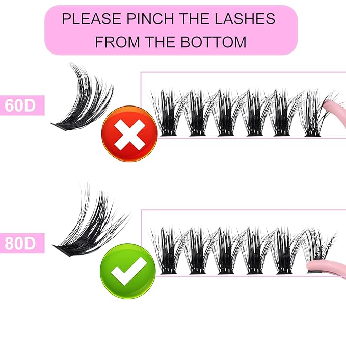 Lash Clusters Kit LAUBESS DIY Lash Extension Kit Lash Bond and Seal Waterproof Lash Glue Remover Tweezers Brush Cluster Eyelash Extensions Kit Eyelash Clusters (Kit 60D/80D-D-Mix8-18)