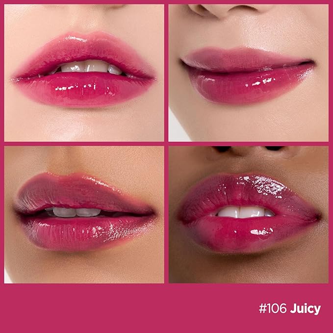 Laka Fruity Glam Tint, 4.5g/0.15oz, Glowing Lip Stain with Wide Color Spectrum, Hydrating & Lightweight Texture, Long-Lasting Bold Stain, Non-Sticky, Vegan, K-Beauty (#106 Juicy)