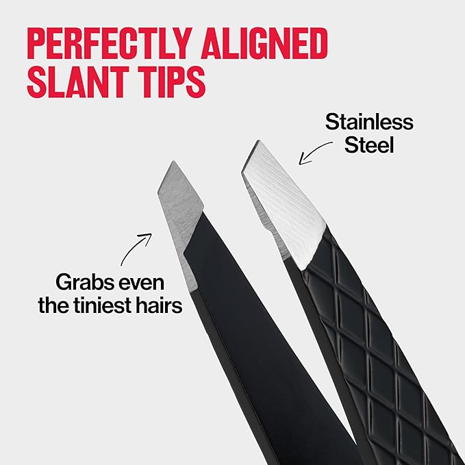 Revlon Expert Slant Tweezer, High Precision For Easy Hair Removal, Made With Stainless Steel, Stocking Stuffer for Women & Men, 1 count