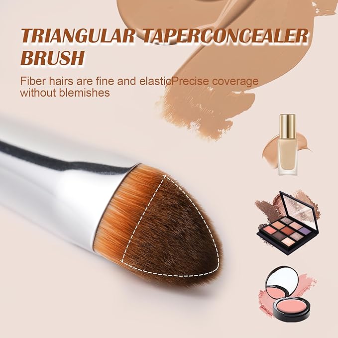 Concealer Brush Under Eye, Small Triangle Brushes for Precise Coverage Dark Circles Blemishes Acne, Easy Blending for Concealer Contour, Cream/Liquid Makeup Brush