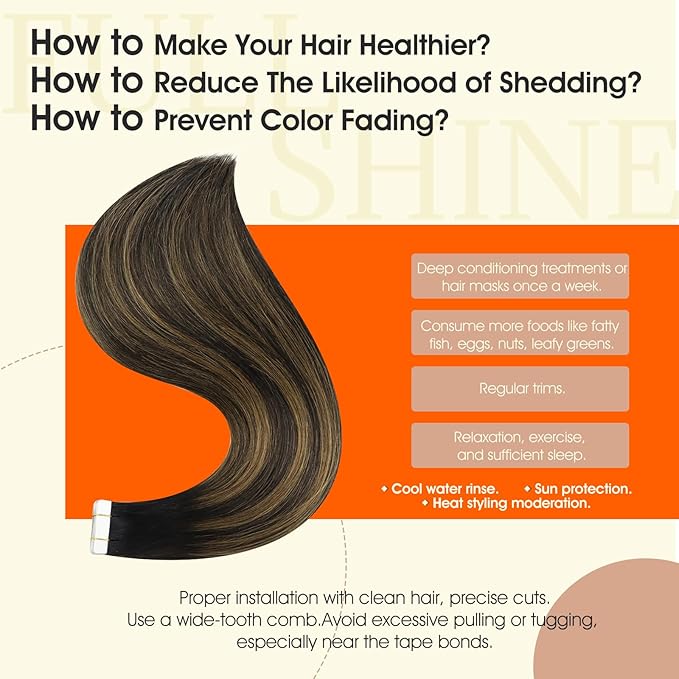 Full Shine Seamless Tape in Hair Extensions Color 1B/6/1B Invisible Tape ins Human Hair Extensions 20 Inch Remy Extensions Human Hair 50 Gram Straight Natural Hair Extension 20Pcs for Wedding