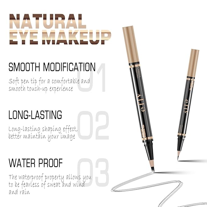Eyebrow Pencils for Women, Microblading Eyebrow Pen Magical 2-in-1 Dual-Ended Brow Pen with 3D & Precise Brush-Tip Create Natural Hair-Like Brows, Last All-Day(Soft Brown)