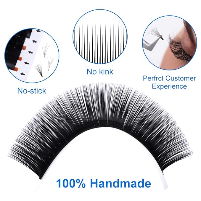 Easy Fan Volume Lashes D DD Curl Self Fanning Eyelash Extensions 2D~10D 0.07mm Easy Fan Lash Extensions 8-18mm Length Withstand about 194℉ (0.07-D, 12mm)