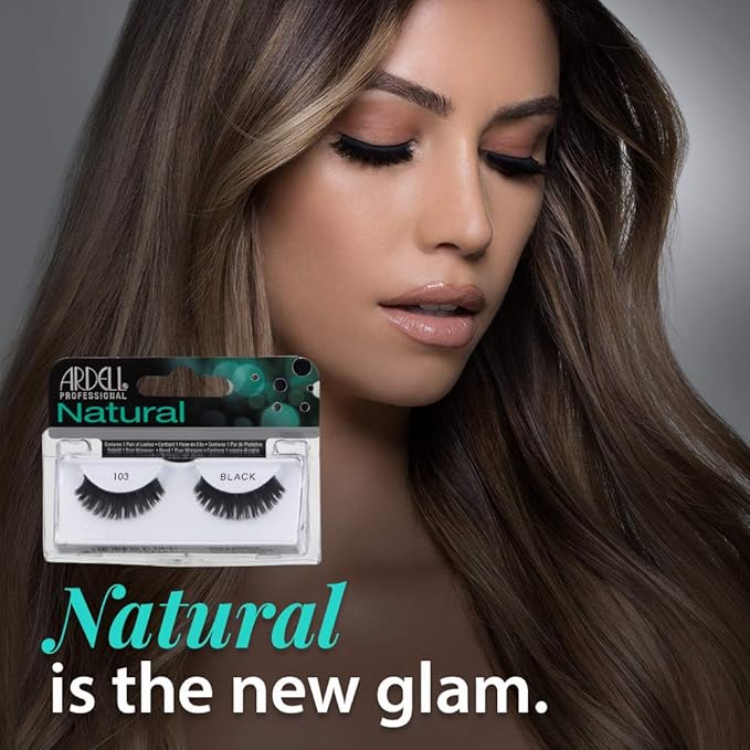 Ardell Natural Lashes False Eyelashes, 103 - Black, Soft & Lightweight, Comfortable Strip Lashes, 4 Pack