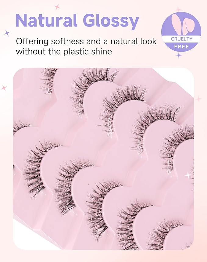 Natural Looking False Eyelashes Wispy Lashes Natural Eyelashes Natural Look False Lashes Wispy Eyelashes Fake Lashes Strip Lashes Flared-04