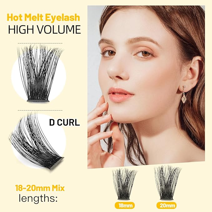 Bodermincer 120 Clusters 10mm+12mm/12mm+14mm/14mm+16mm Mixed Wide Cluster False Eyelash Individual Cluster EyeLashes Grafting Fake False Eyelashes Eyelash Extension (Black 18mm+20mm Mixed)