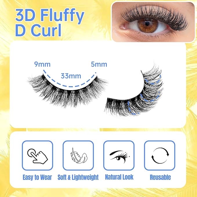 Fake Eyelashes 3D Effect Strip Lashes Wispy False Lashes Mink False Eyelashes By GEMERRY(10 Pairs, A05)
