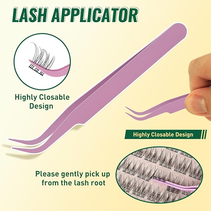KEYYOULASH Lash Clusters Kit 144pcs 10-12MIX Lash Extension Kit Natural&Wispy Lash Clusters with Bond and Seal,Remover,Applicators for DIY Eyelash Clusters at Home (KY10 Kit)