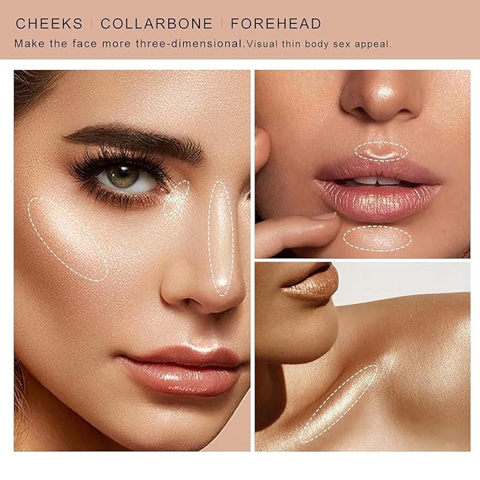 2 Colors Highlighter Stick, Face Highlighter Palette, High Glossy Face Illuminator Palette, Narutal Glow Finish,Face Shaping & Contouring Stick, Lasting Sparkling Highlighter Makeup