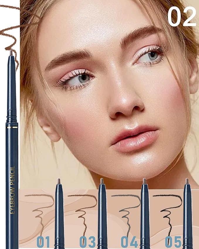 Eyebrow Pencil for Women, 12Pcs Light Brown Ultra-Fine Eye Brow Pencil Set, Easy to Color, Longlasting Waterproof Eyebrow Tint Pen Kit for Define Shape & Fill Brow,Thanksgiving Makeup Gift for Girl-02