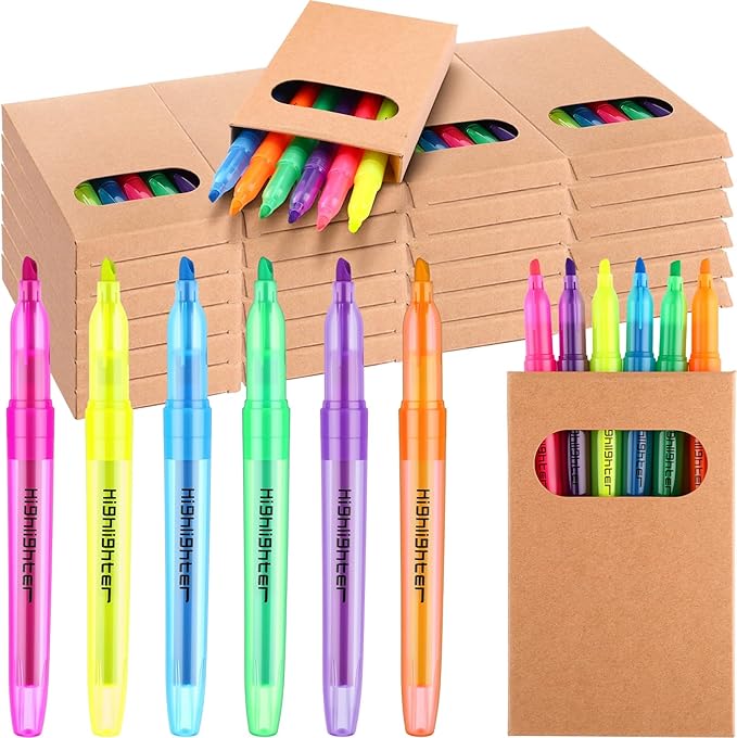 Maitys 180 Pcs Bulk Highlighters for Classroom with 30 Boxes Mini No Bleed Pack of Skinny Bible Highlighter Church Christian Gifts Bulk Fluorescent Pen Operation Christmas Items(Colorful)