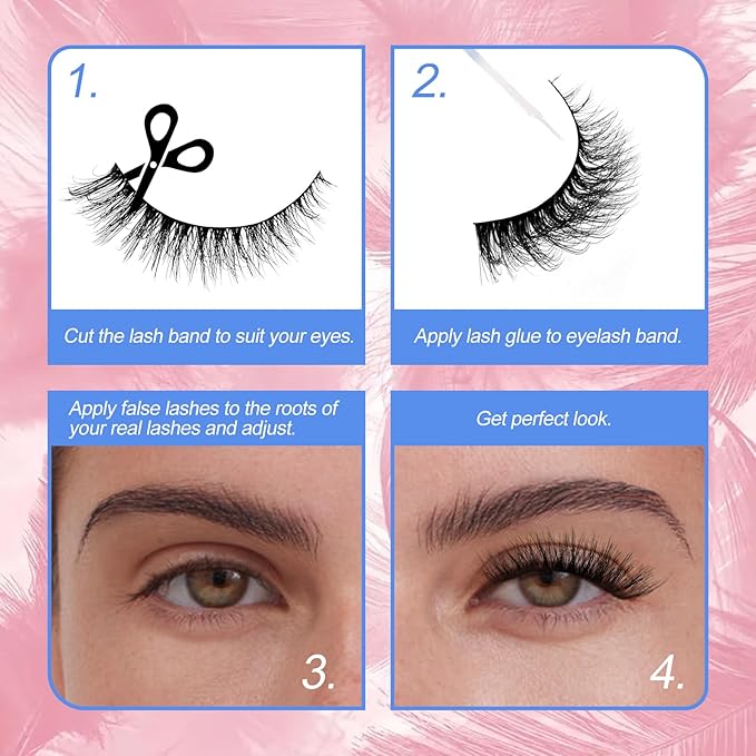 Fake Eyelashes Wispy Strip Lashes False Eyelashes Soft False Lashes by GEMERRY(10 Pairs, A03)