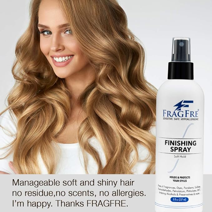 Hair Finishing Spray 8 oz (2-Pack Gift Set) - Fragrance Free Hypoallergenic Paraben Free - Hair Spray for Sensitive Skin - Flexible Soft Hold - Quick-Dry Denatured Alcohol - Vegan