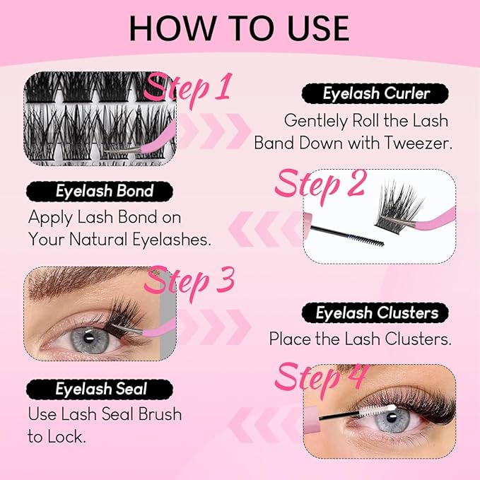 Natural Lash Clusters Kit Wispy Eyelash Clusters 120 pcs Cluster Eyelash Extensions C Curl Individual Lashes 10-16 mm Mix Length Natural Look (Natural 50D KIT 120 Pcs)