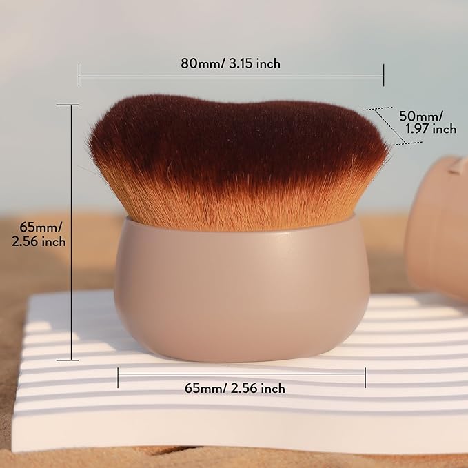 Big Self Tanner Brush, Self Tan Applicator, Body Makeup Brush for Face Body Leg Makeup, Self Tanning Mitt for Self Tan, Kabuki Brush for Body Blend Brush for Tanning Mousse (Khaki)