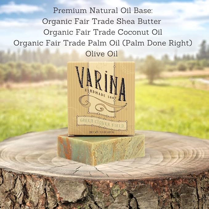 Natural Green Clover Field Bar Soap - Gentle Cleansing for Sensitive Skin, Fresh - 3 Pack