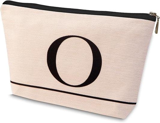 Letter A-Z Initial Personalized Makeup Bags, Birthday Gifts for Women, Monogrammed Gifts for Women Mom Sister Best Friend Bride Bridesmaid, Mothers Day, Christmas, Small Travel Cosmetic Bag (O)