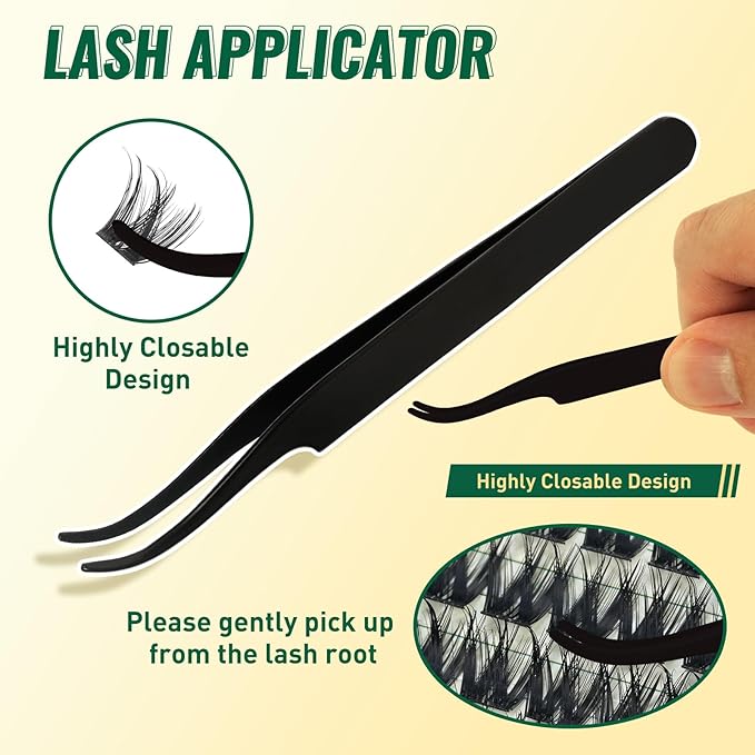 KEYYOULASH Lash Clusters Kit 144pcs 8-18MIX Lash Clusters Volume Thick Lash Extension Kit with Lash Bond and Seal,Remover,Applicators for DIY Eyelash Extension Kit at Home (KY04 Kit)