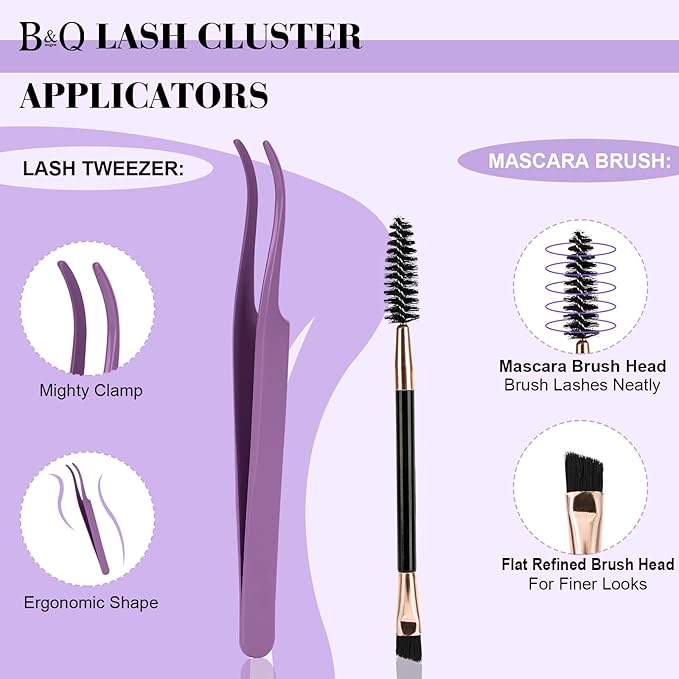 Lash Extension Kit 192 pcs Eyelash Extension Kit B01+B10 8-18mm Mixed Lash Clusters Kit Individual Lashes Kit Wispy with Lash Glue and Remover Applications Eyelash Kit (B01+B10, Kit)