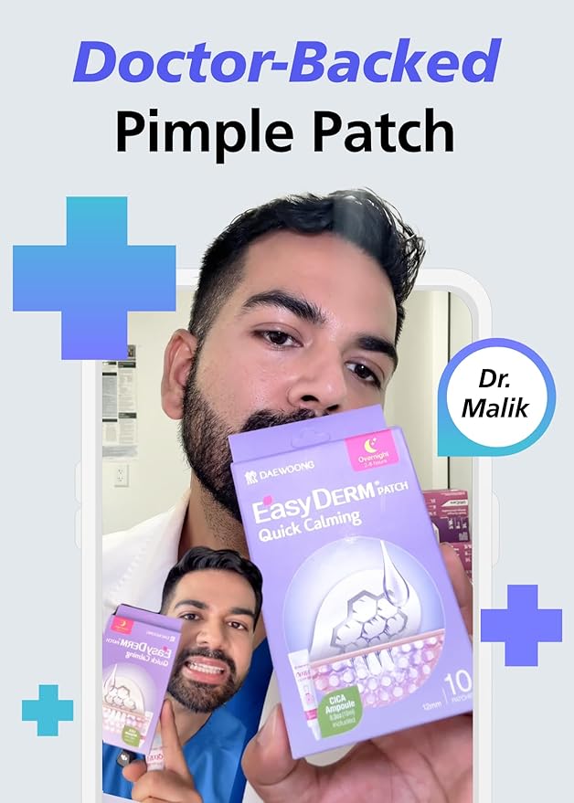 Quick Calming Magnesium Patches(20 patches) with Cica Ampoule - Intensive Care, Pimple patches, Hydrocolloid Band, Zits Spot care Overnight Home Care 2-8 hours, New boxs types