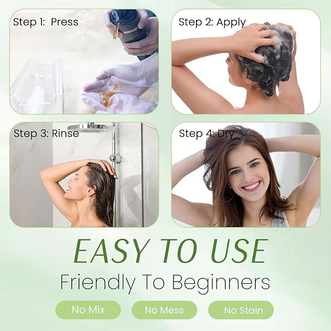 Hair Dye Shampoo 3-in-1, Instant Natural Hair Color Treated Shampoo for Women Men Champu Para Canas Mujer Purple, Lasting 3-4 Weeks & Easy to Use & All Hair Types & Root Touch Up, 500ml