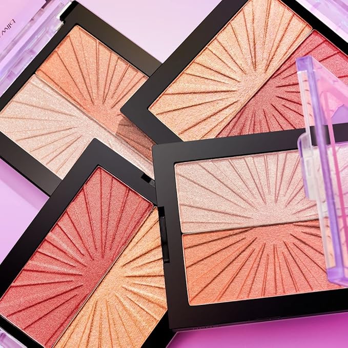 wet n wild MegaGlo Blushlighter, Blendable Blush & Highlighter Set, Shimmery Metallic Finish, I Met Someone