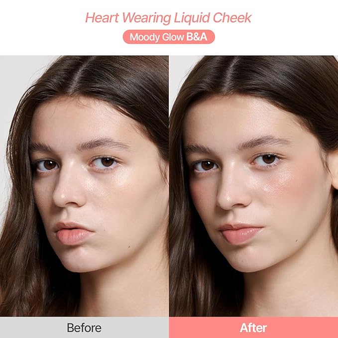 2aN Heart Wearing Liquid Cheek (0.15oz) – Dewy Liquid Blush with Soft Glow & Clear Layering | Hydrating Essence + Glossy Oil Blend | Buildable, Finger-Blend Texture | 8 Vibrant Shades (05 Moody Glow)
