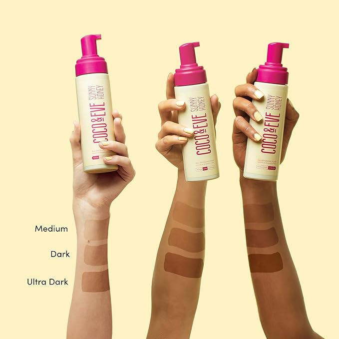Coco & Eve Sunny Honey Bali Bronzing Self Tanner Mousse - (Ultra Dark) All Natural Sunless Tanning Instant Lotion with Bronzer and Skin Moisturizer (6.7 fl oz)