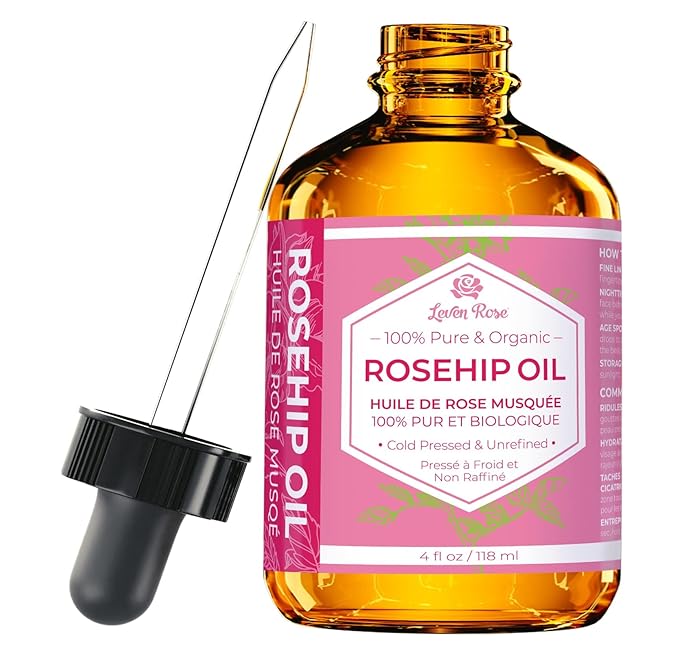 Leven Rose Rosehip Seed Oil for Face 1 oz - Pure Rosehip Oil for Face - Unrefined Cold Pressed Rosehip Oil for Body - Nighttime Face Moisturizer for Hair, Skin & Nails