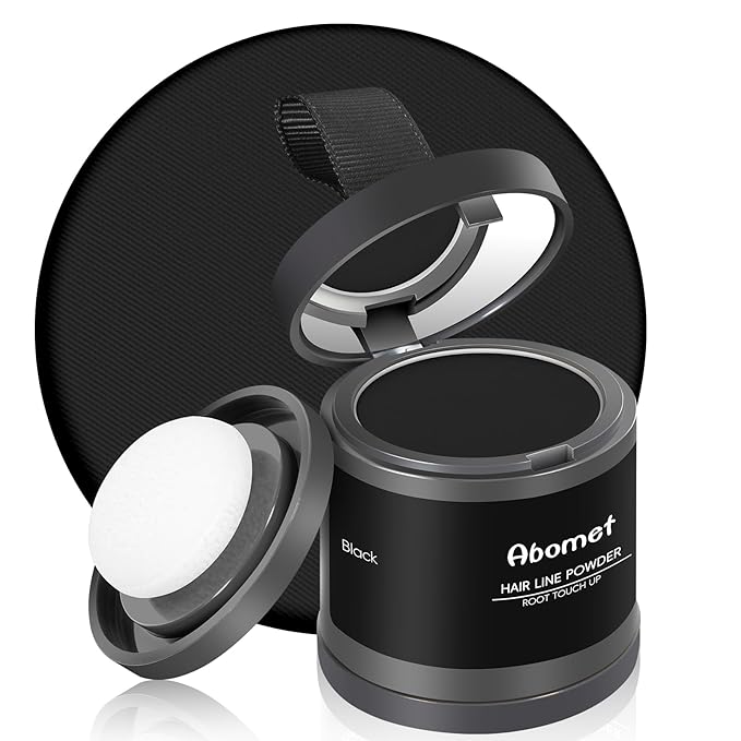 Hairline Powder Instantly Conceals Hair Loss, Root Touch Up Hair Color Powder, Hair Toppers for Women Men, Hair Fibers for Thinning Hair, Root Cover Up lasting 24 hours (Black, 0.35)